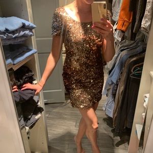 Gold Sequin Mini Dress